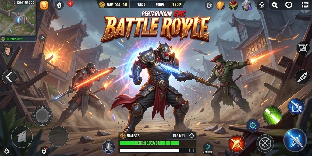 Screenshot gameplay mendebarkan dalam BUMI303 Battle Royale.
