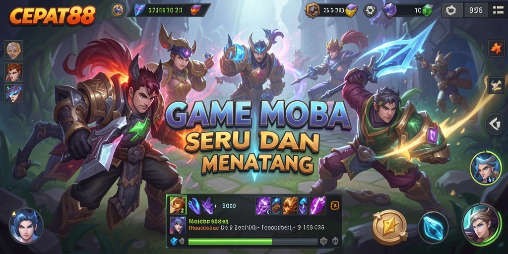 Tangkapan layar gameplay seru dari CEPAT88, menunjukkan aksi dan taktik MOBA.