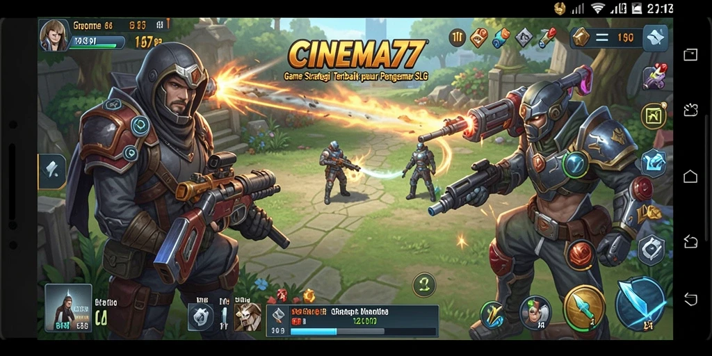 Screenshot utama CINEMA77 dengan tampilan seru gameplay SLG.