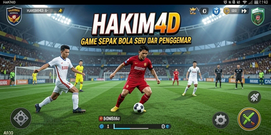 Tampilan gameplay seru HAKIM4D dengan aksi sepak bola intens.