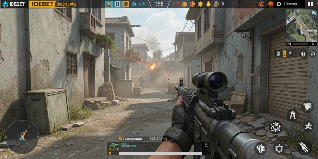Tampilan screenshot gameplay IDEBET yang menampilkan aksi tembak-menembak seru.