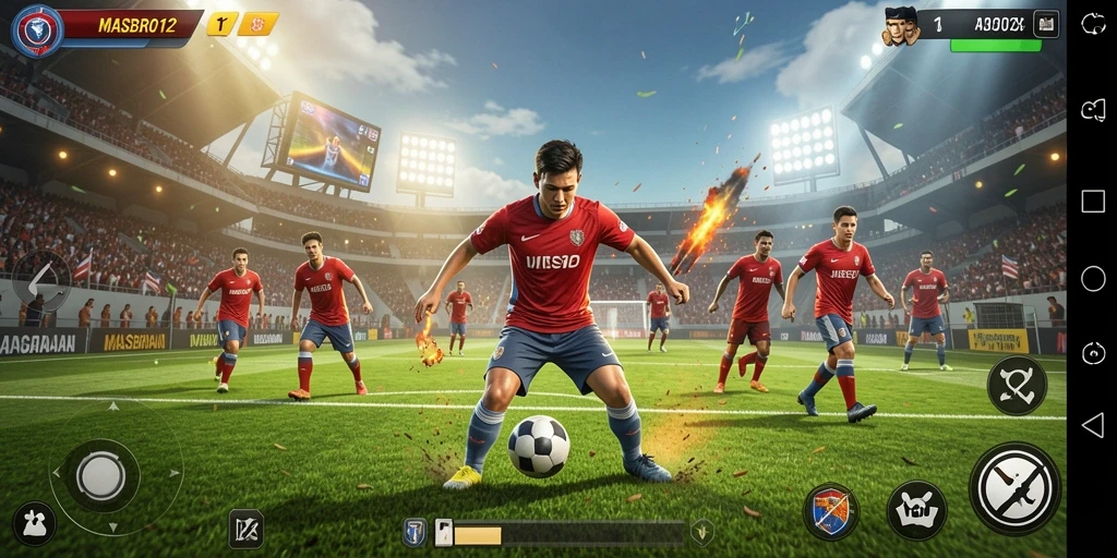 Screenshot menampilkan aksi seru dalam gameplay olahraga