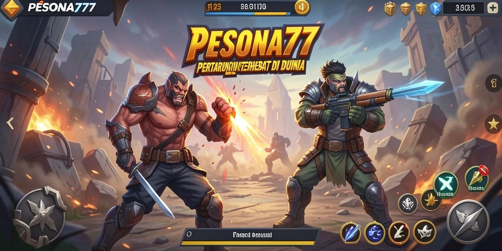 Screenshot menunjukkan pemain sedang bertarung di medan pertempuran yang dinamis.