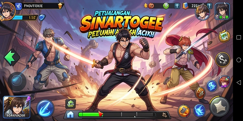 Screenshot gameplay SINARTOGEL menampilkan aksi karakter anime yang menegangkan.